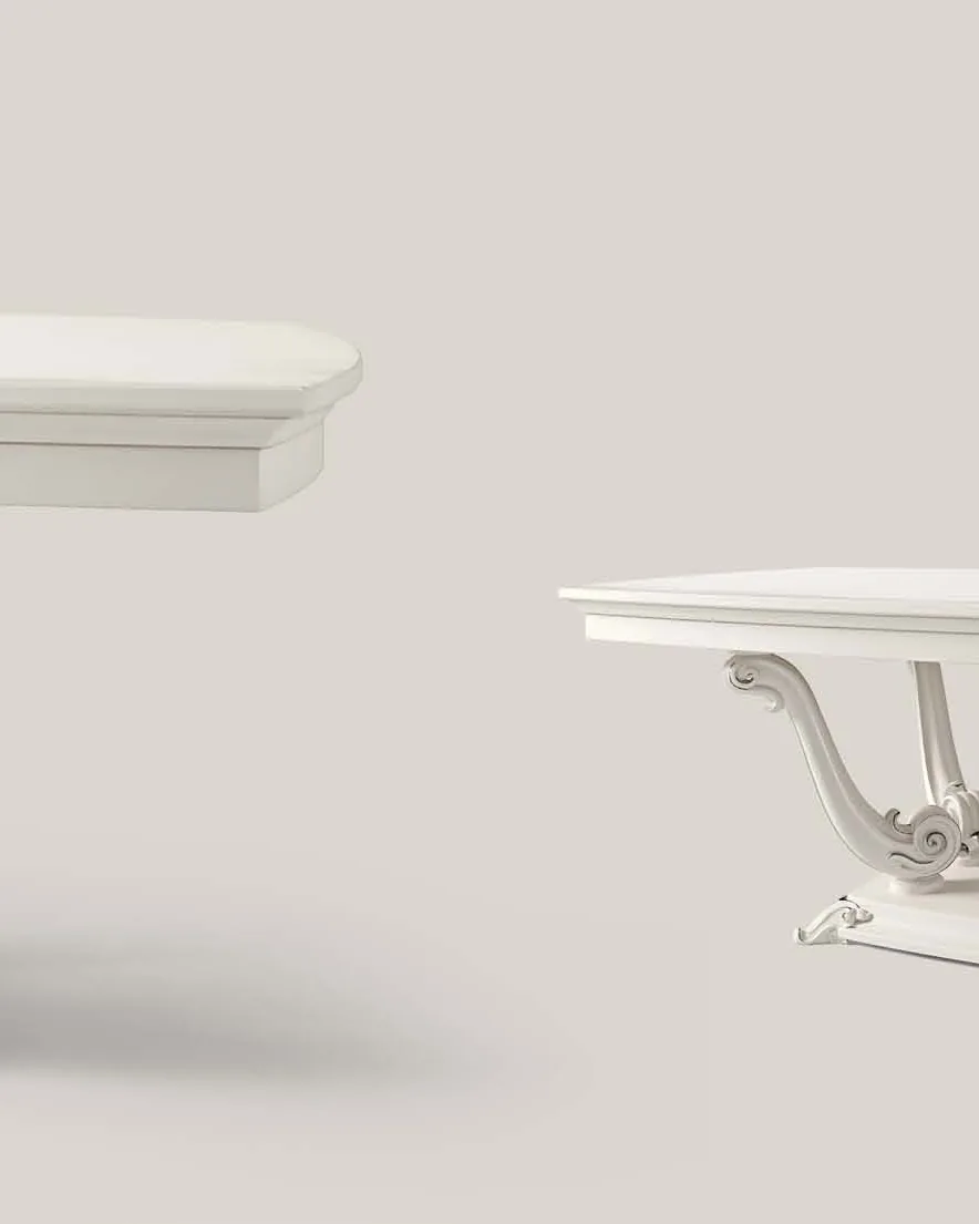 Opera Carved Barrel-Top Table with Two 50 cm Leaves, closed 220 cm, Opera hand-carved furniture by Francesco Pasi