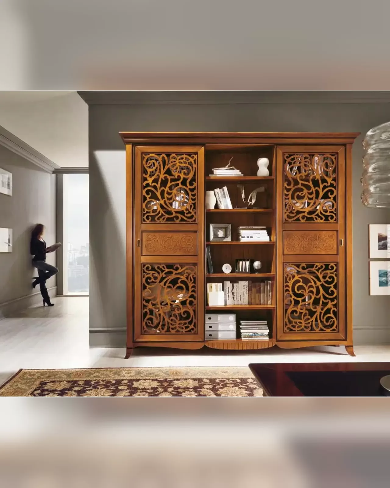 New Deco Bookcase, Sliding Fretwork Doors, New Deco bookcase by Francesco Pasi