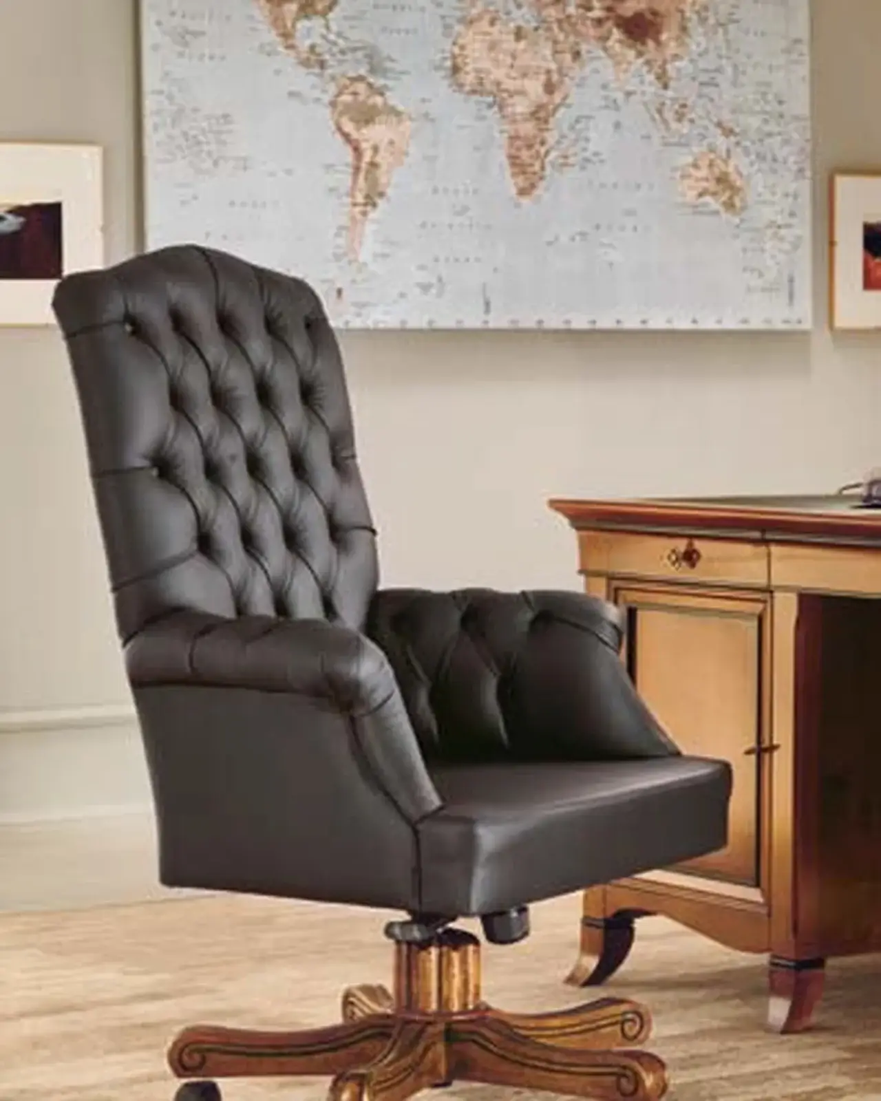 New Deco Capitonne Leather Armchair, a leather accent chair by Francesco Pasi