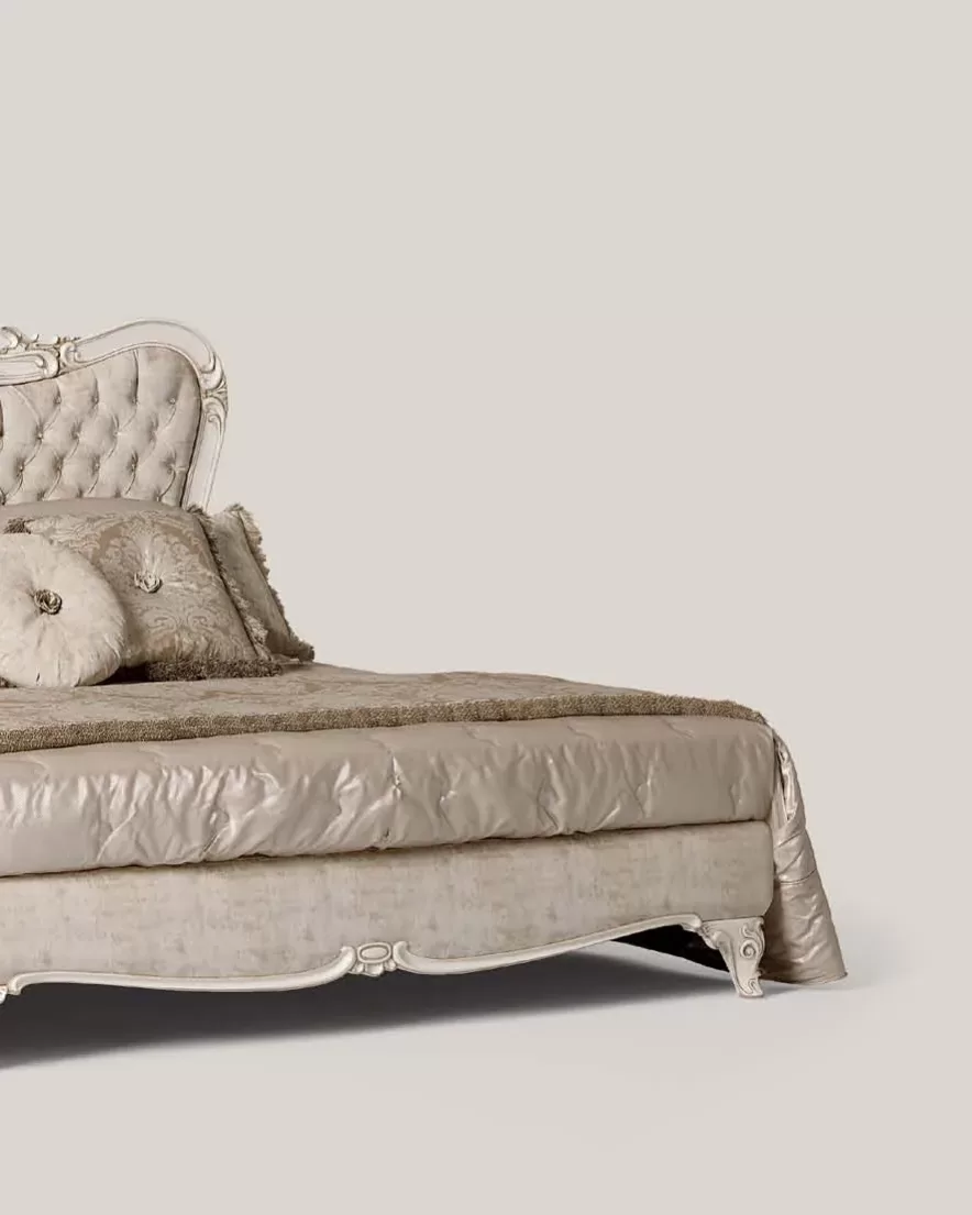 Opera Carved Bed with Capitonne Headboard, Opera collection