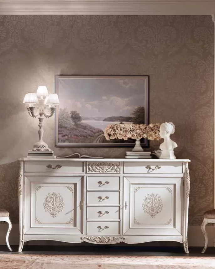 Gran Guardia Large Sideboard, 2 Doors, 7 Drawers by Francesco Pasi, buffet cabinet made in the Veneto