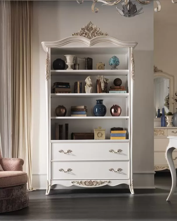 Gran Guardia Bookcase with Drawers by Francesco Pasi, bookcase behind a writing desk