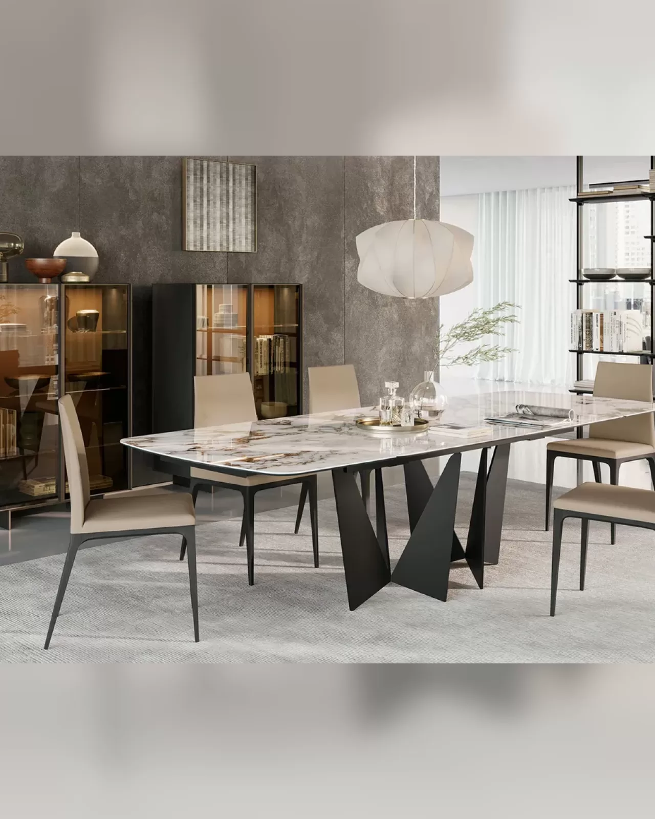 Tavolo da pranzo Eiffel di Dall'Agnese, tavolo da pranzo contemporaneo su base scultorea