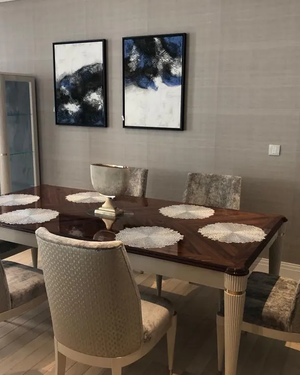 Sedia da pranzo Ellipse di Francesco Pasi, sedia laccata da disporre attorno a un tavolo per sala da pranzo