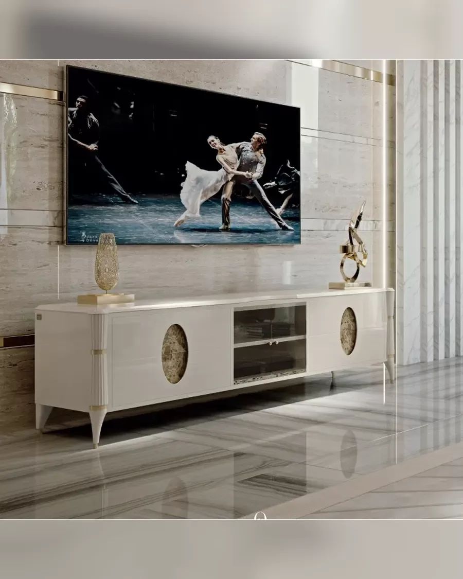 Ellipse TV Base with Marble Ovals by Francesco Pasi, modern italian furniture