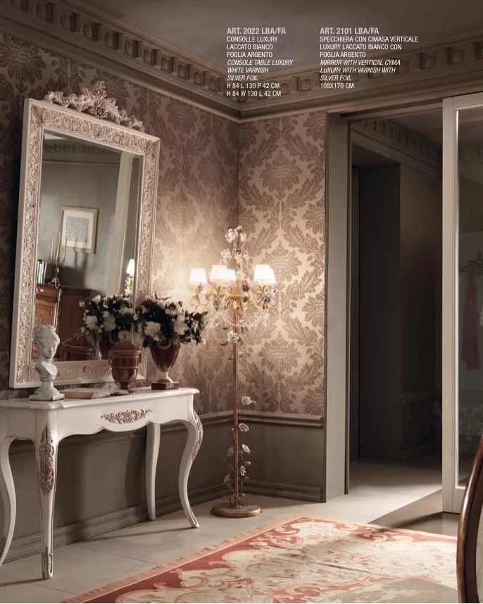 Gran Guardia Rectangular Hand-Carved Mirror with Vertical Crest by Francesco Pasi, luxury Italian mirror
