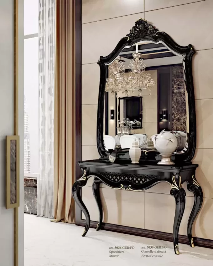 Opera Shaped Mirror by Francesco Pasi, classic dressing table