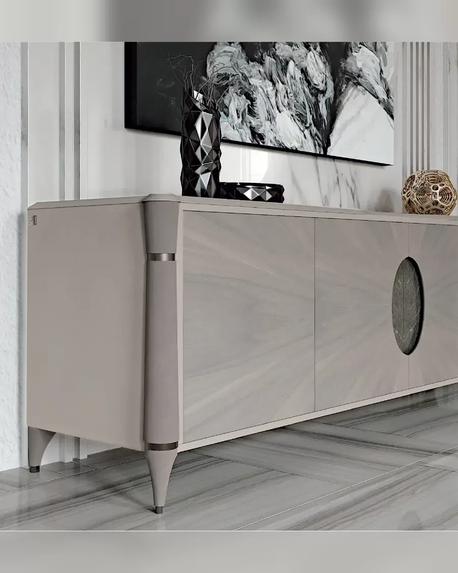 Credenza Ellipse con ovale in marmo di Francesco Pasi, arredamento moderno contemporaneo