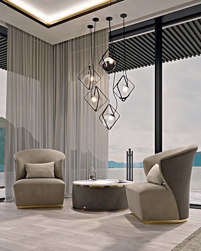 Icon Upholstered Round Coffee Table by Francesco Pasi, round coffee table