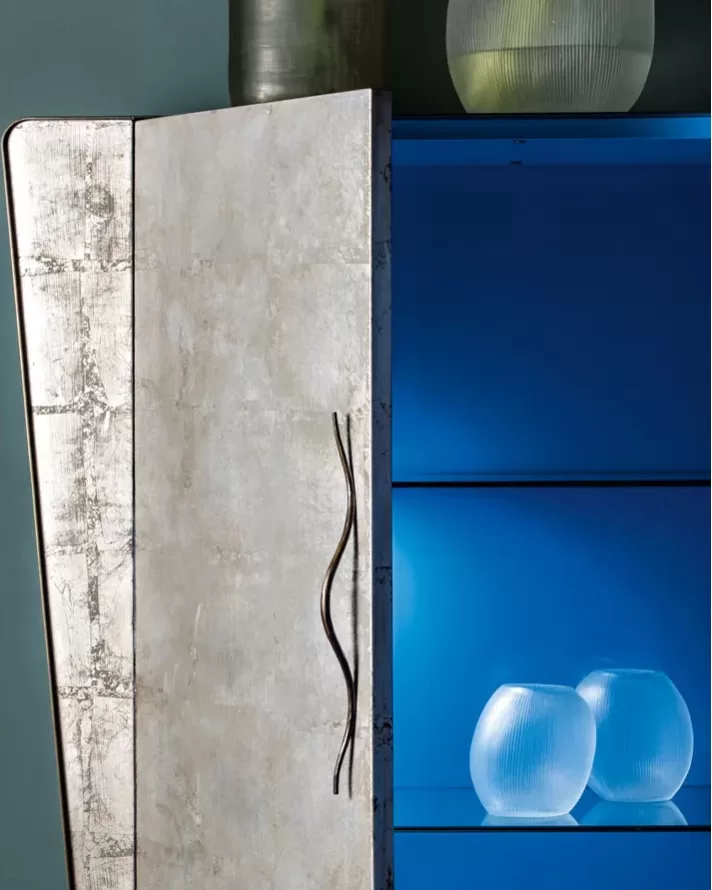 Icaro Cabinet by Cantori, a closed cabinet to pair with an Italian glass cabinet