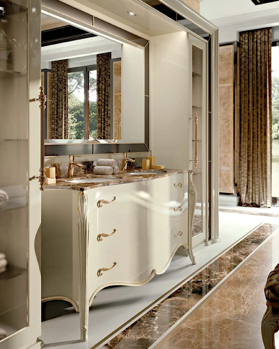 Mobile bagno doppio Opera di Francesco Pasi, credenza Opera intagliata a mano