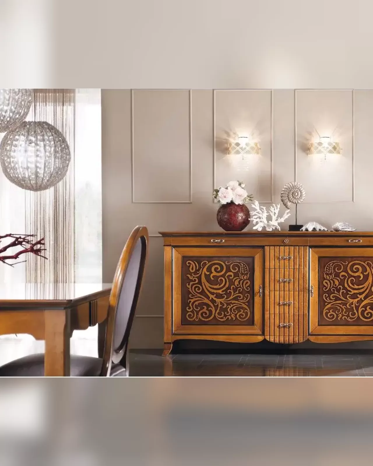 New Deco Sideboard with Natural Bicolor Panels by Francesco Pasi, to pair with a tufted sofa
