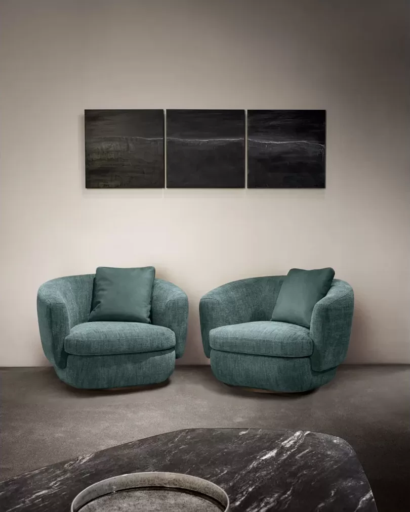 Gabrielle Swivel Armchair by Cantori, luxury chair for the living room