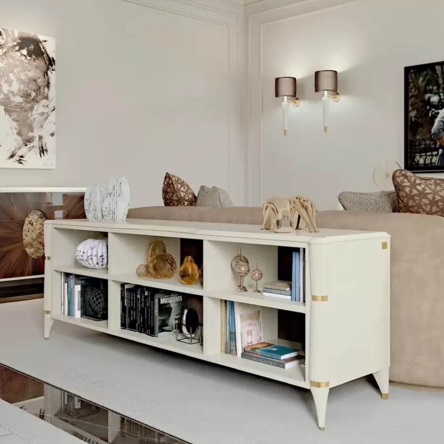 Ellipse Behind-Sofa Etagere by Francesco Pasi, Italian living room furniture, 168 cm wide