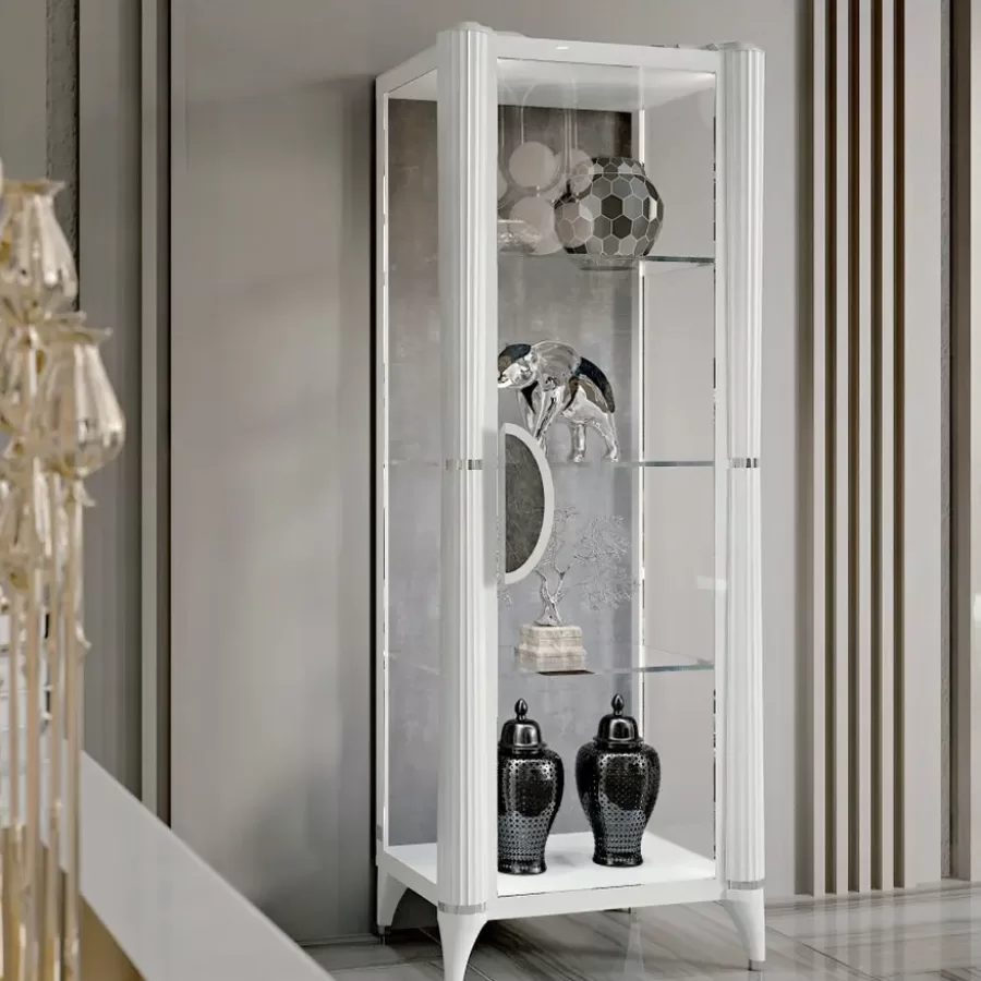 Ellipse One-Door Glass Cabinet by Francesco Pasi, glass display cabinet, 73 cm wide