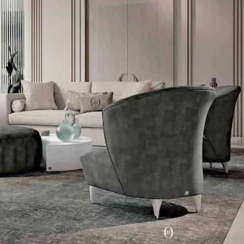 Leather sofas, Ellipse Sofa with Straight Arms by Francesco Pasi