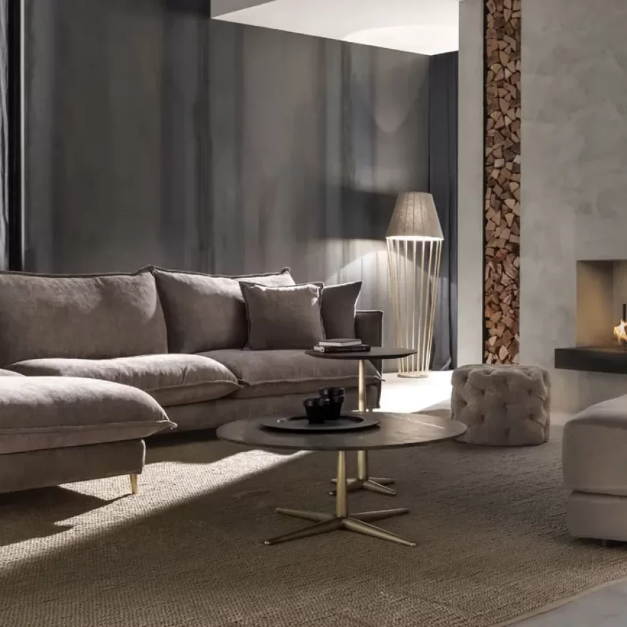 City Low Round Coffee Table by Cantori, luxury Italian furniture for the living room, marble top