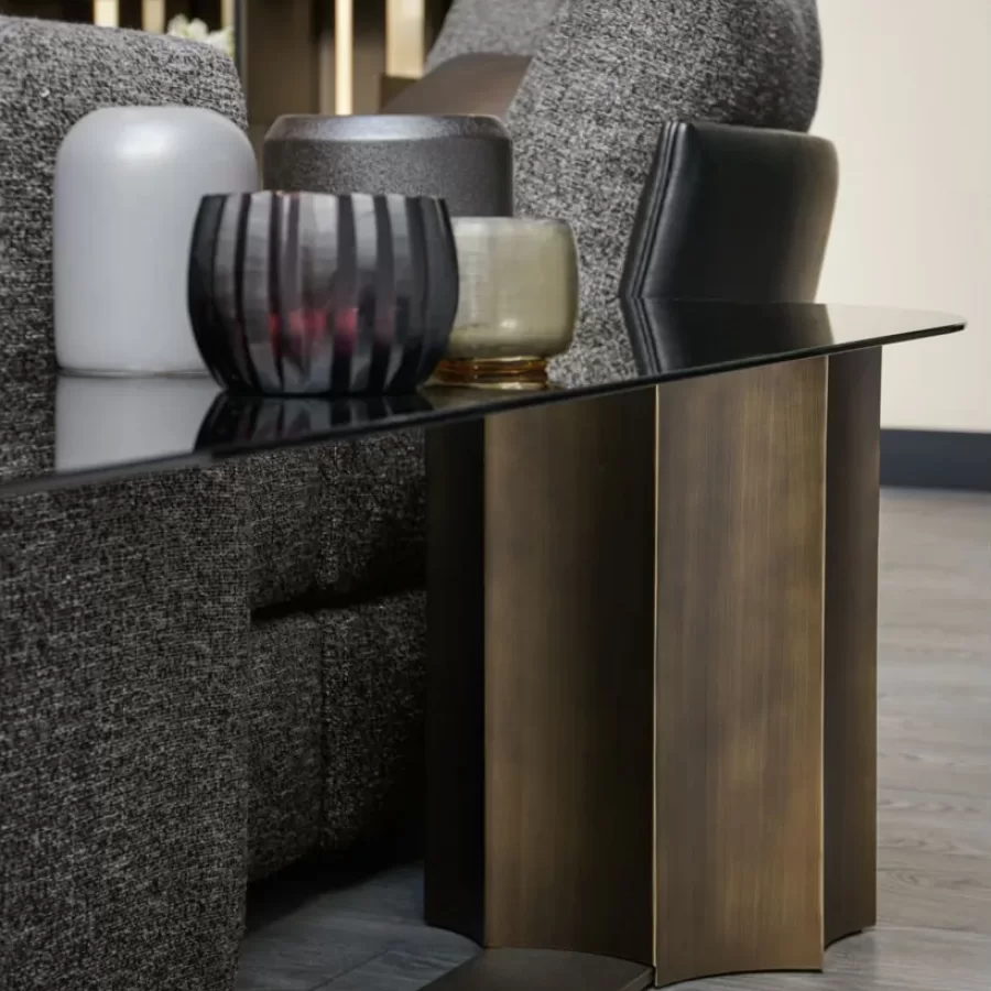 Florio Curved Coffee Table by Cantori, Italian furniture company for the living room, glass top