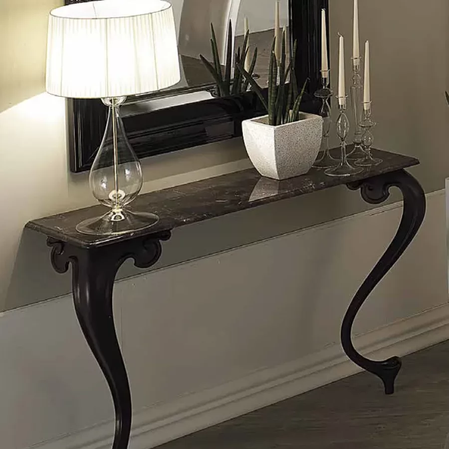 George Console Table by Cantori, Italian furniture company for the living room, marble top