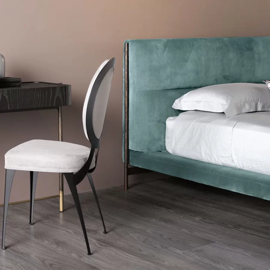 Shanghai Bed by Cantori, Italian furniture company for the bedroom, upholstered headboard