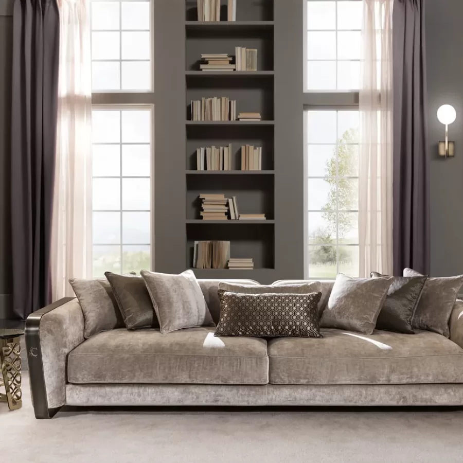 Voyage Sofa by Cantori, modern Italian couch for the living room, in velvet