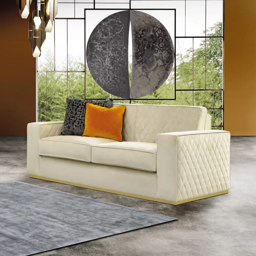 Pirite Sofa by Epoque, leather couch, in fabric or leather, made to order in Italy