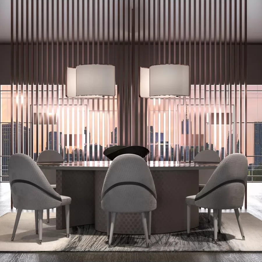 Wotan Dining Table by Epoque, luxury Italian furniture for the dining room, in leather