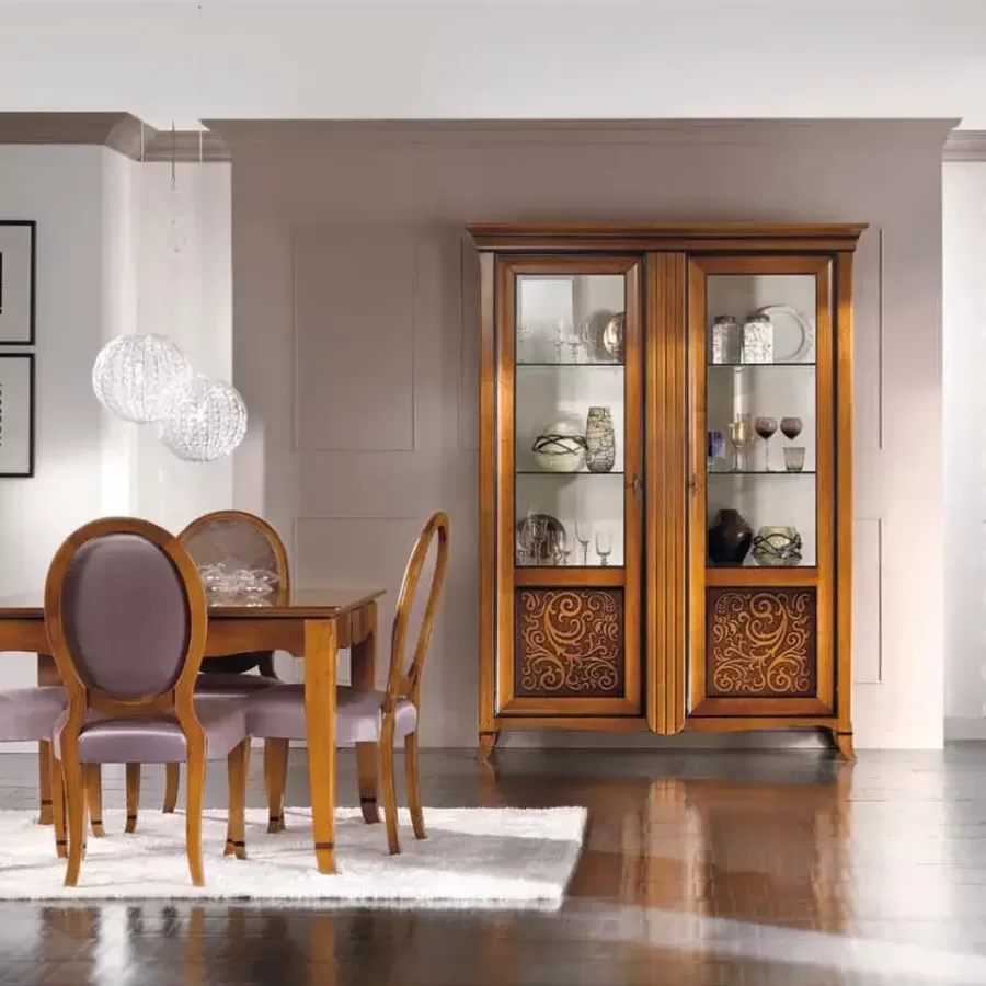 New Deco Bicolor Showcase Cabinet by Francesco Pasi, glass door cabinet, 168 cm wide