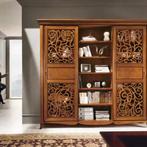 New Deco Bookcase, Sliding Fretwork Doors