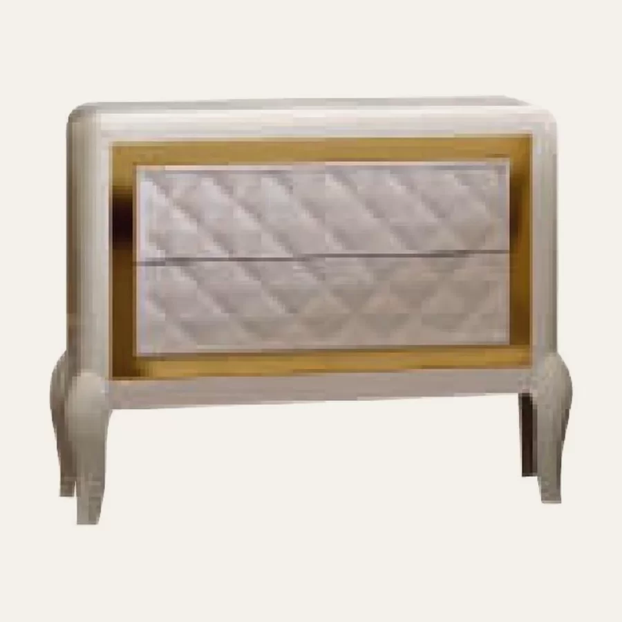 Ocean Nightstand, Hand-quilted rhombus-pattern facade, Smooth legs by Francesco Pasi, luxury bedroom furniture