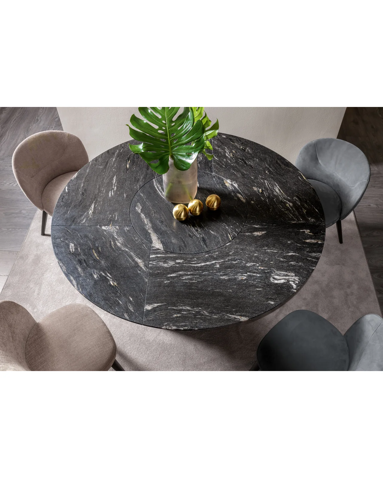 Mirage Round dining table by Cantori, in an interior setting, photo 7 of 8
