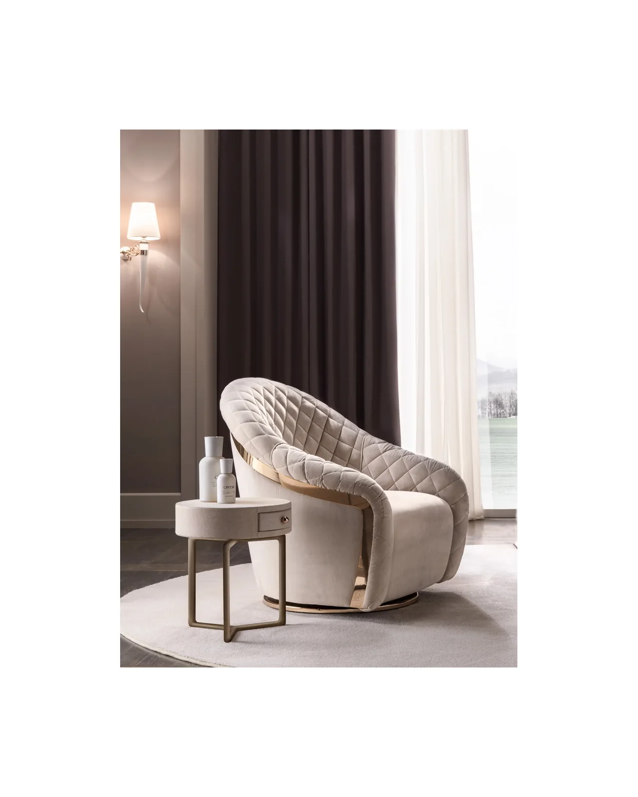 Teo bedside table by Cantori, in an interior setting, photo 2 of 3