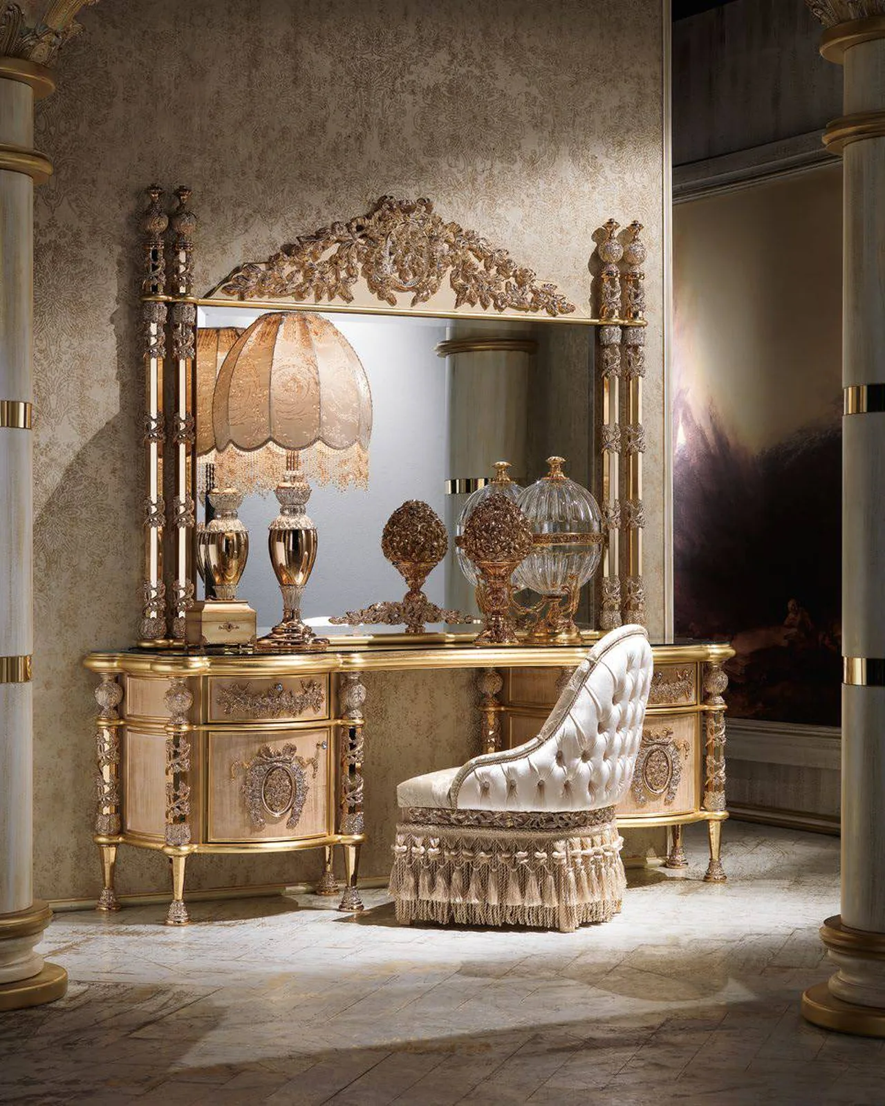 Toeletta Royal RY003, collezione Royal di Cappelletti, toeletta classica italiana in una camera da letto classica, foto 1 di 2