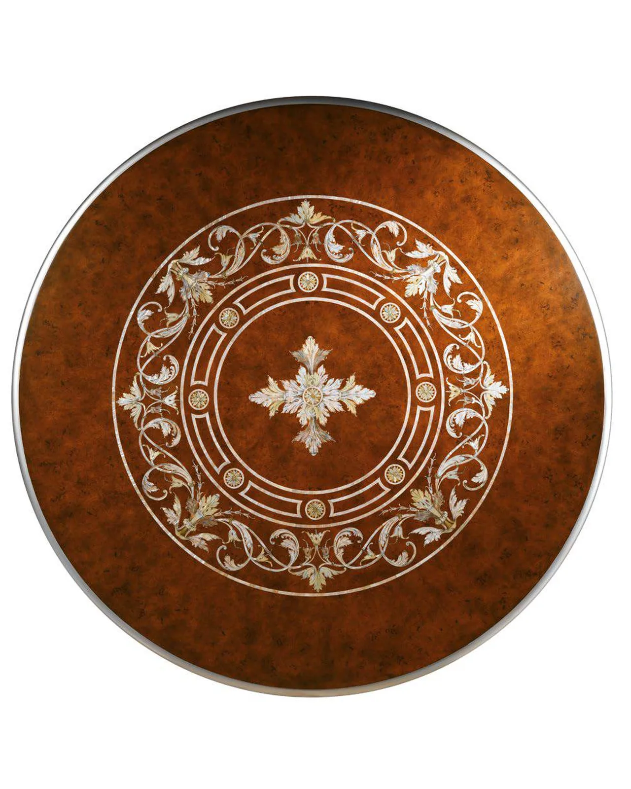 Tavolo da pranzo rotondo Royal con piano in madreperla N25214, collezione Royal di Cappelletti, tavolo da pranzo classico italiano in una sala da pranzo classica, foto 1 di 2