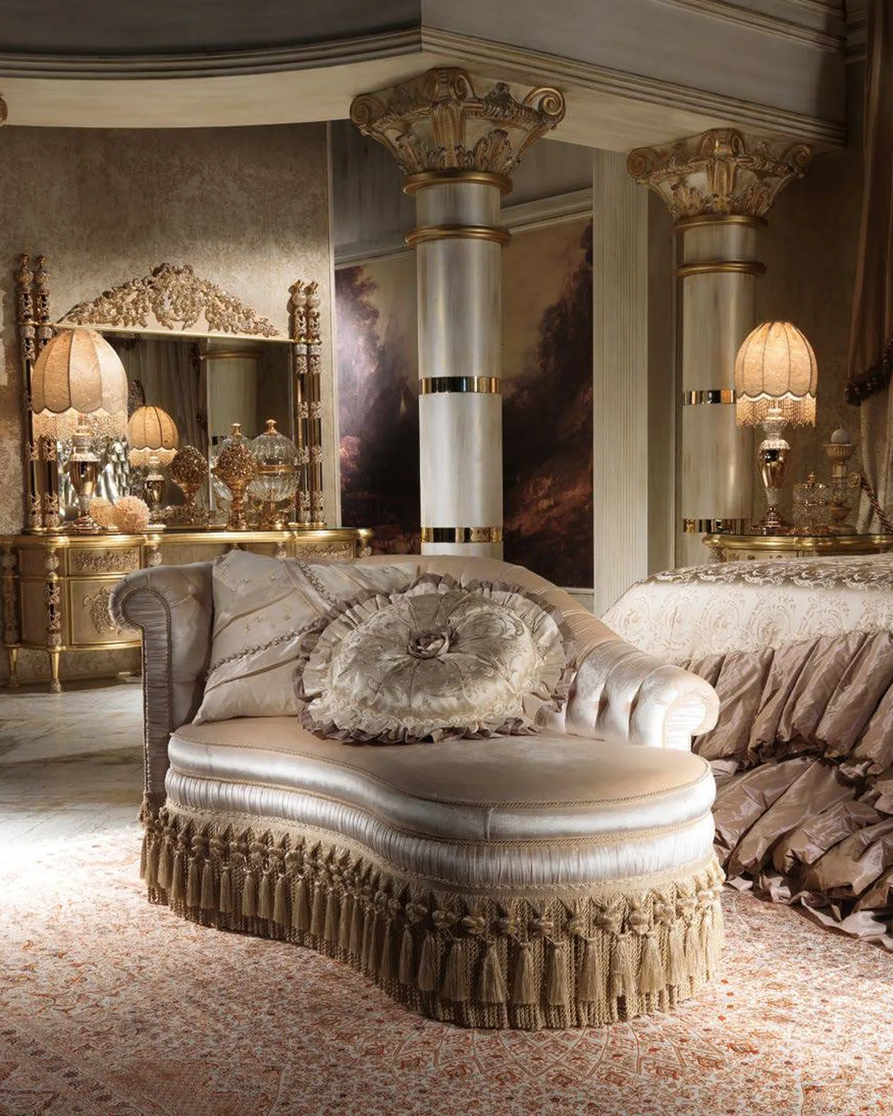 Dormeuse piccola Royal RY106, collezione Royal di Cappelletti, chaise longue classica italiana, vista prodotto, foto 1 di 2