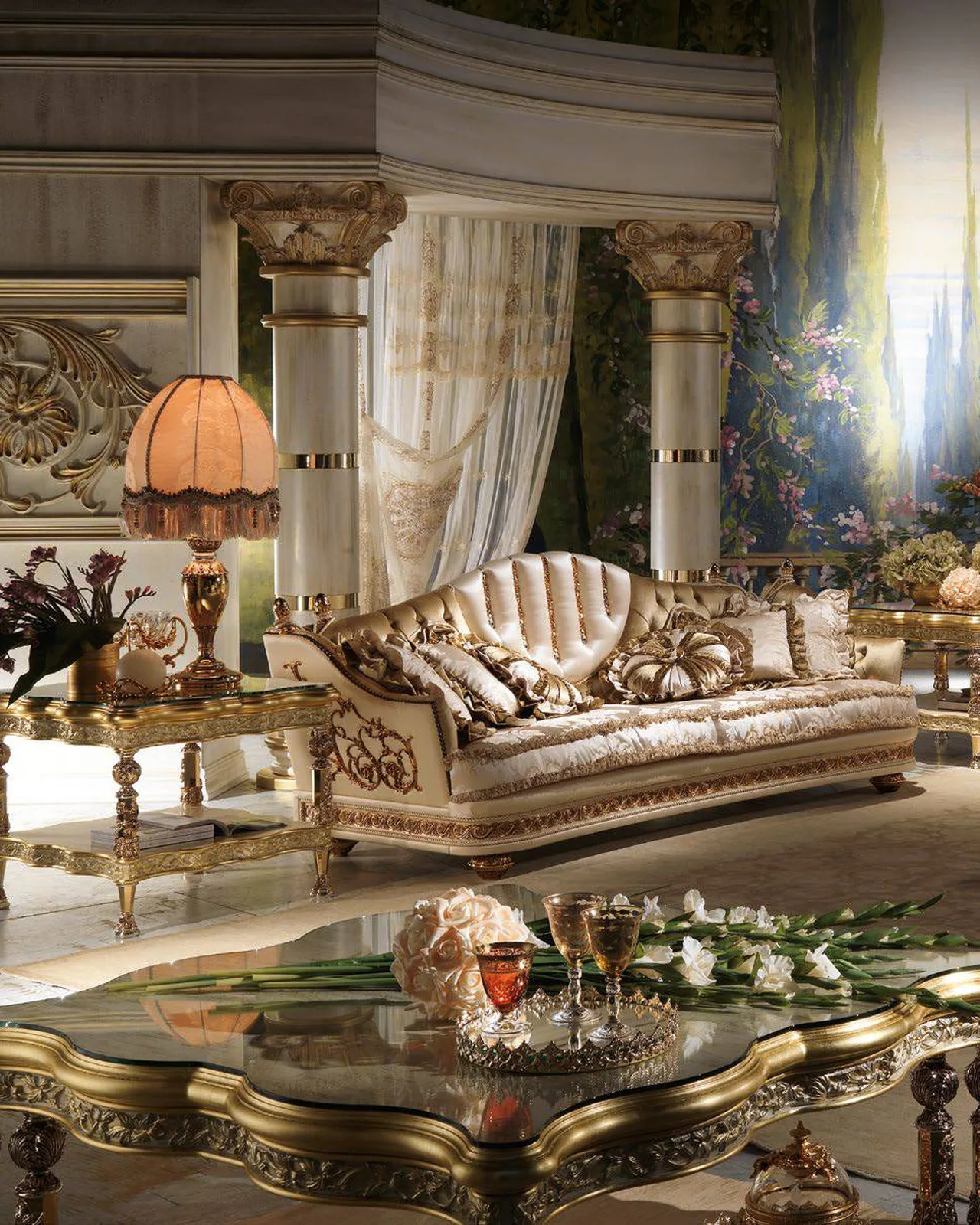Royal Three-Seater Sofa RY073, Cappelletti Royal collection, classic Italian sofa in a classic living room setting, photo 3 of 3