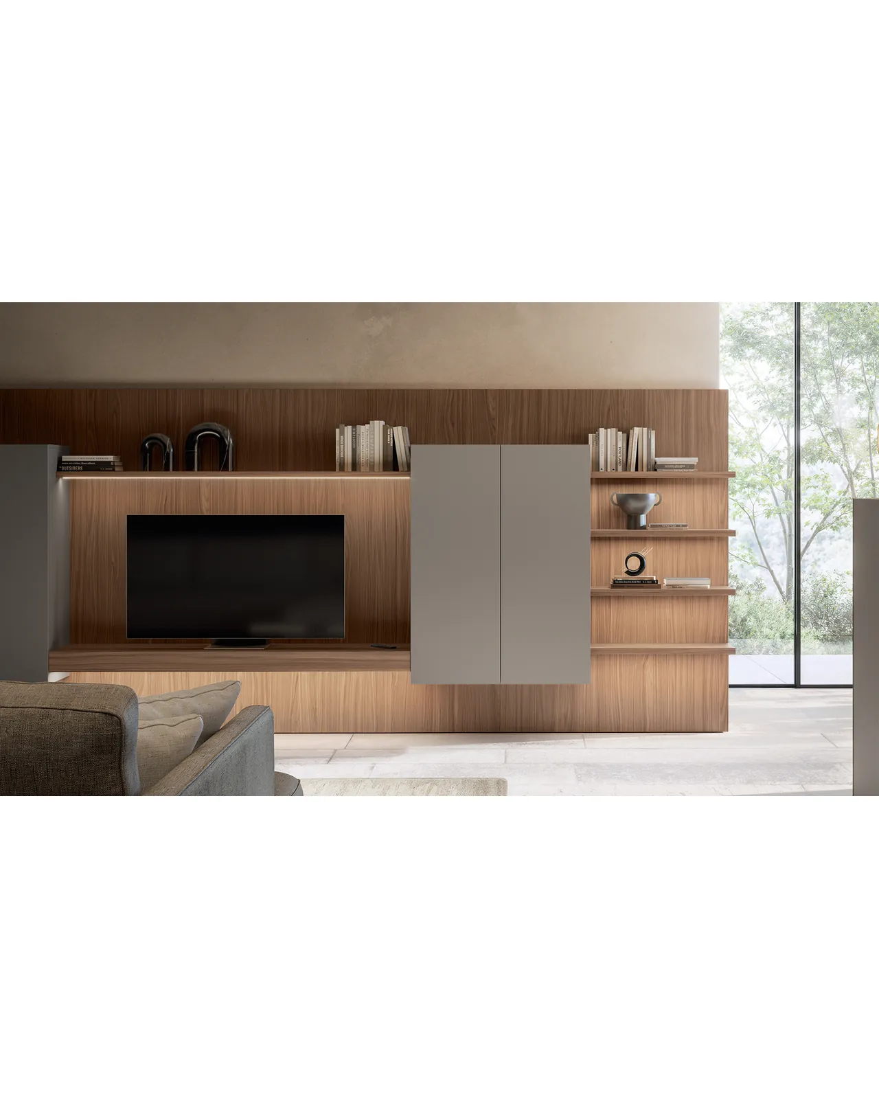 Floating Bench by Dall'Agnese, in a living room setting, full view, photo 2 of 2, Nobili Design catalog