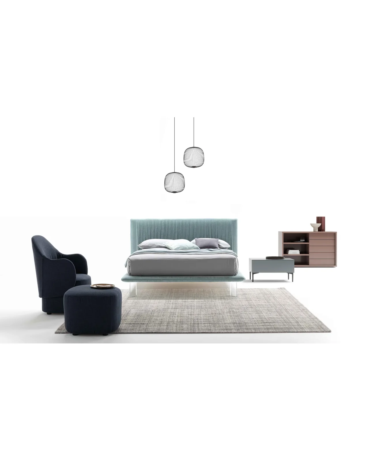 Plissè bed by Dall'Agnese, in an interior setting, photo 4 of 6, Nobili Design catalog