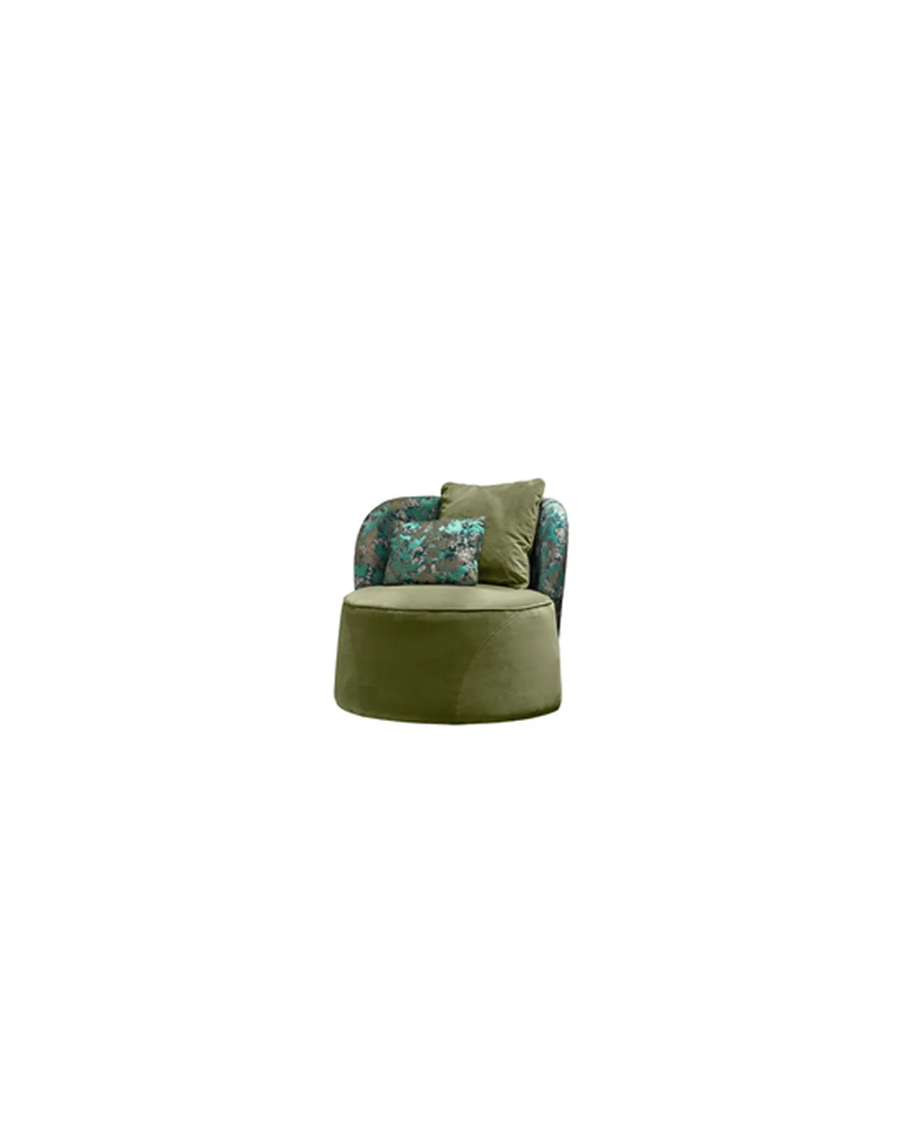 Ametista Armchair by Epoque, Exence collection, armchair in fabric or leather, studio view, photo 2 of 3