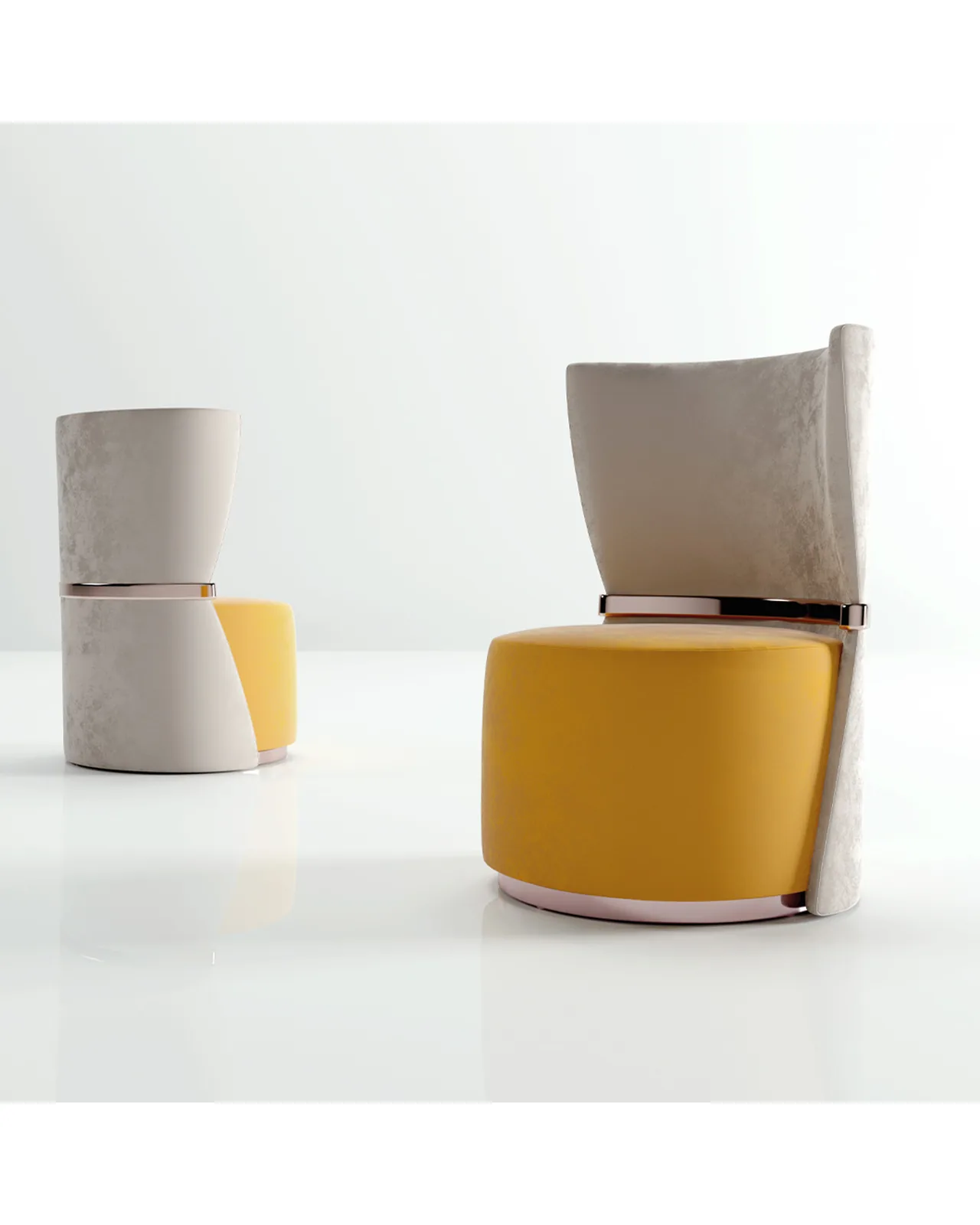 Bleda Armchair by Epoque, Exence collection, armchair in fabric or leather, studio view, photo 2 of 3