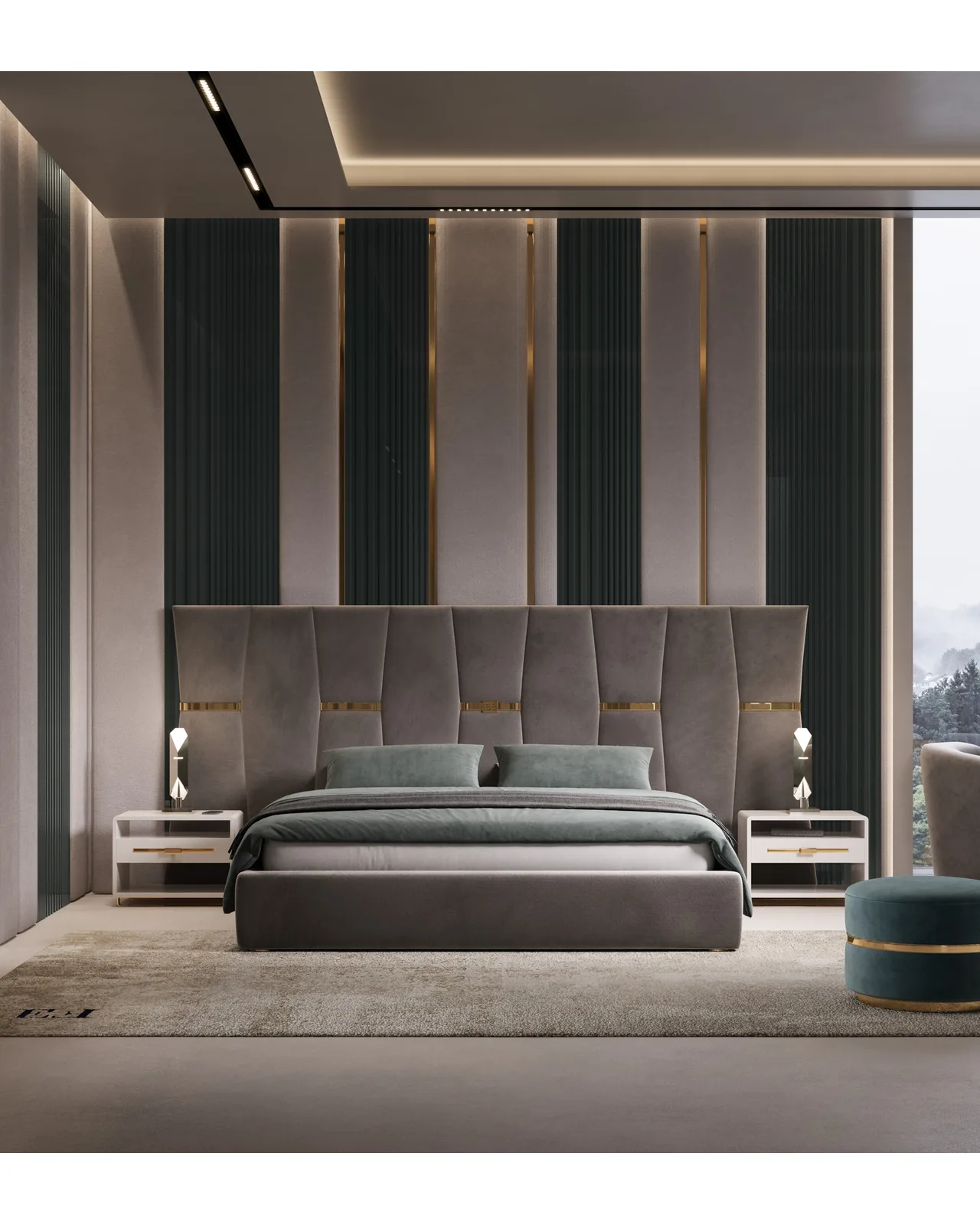 Epidote Bed by Epoque, in a bedroom setting, photo 4 of 6