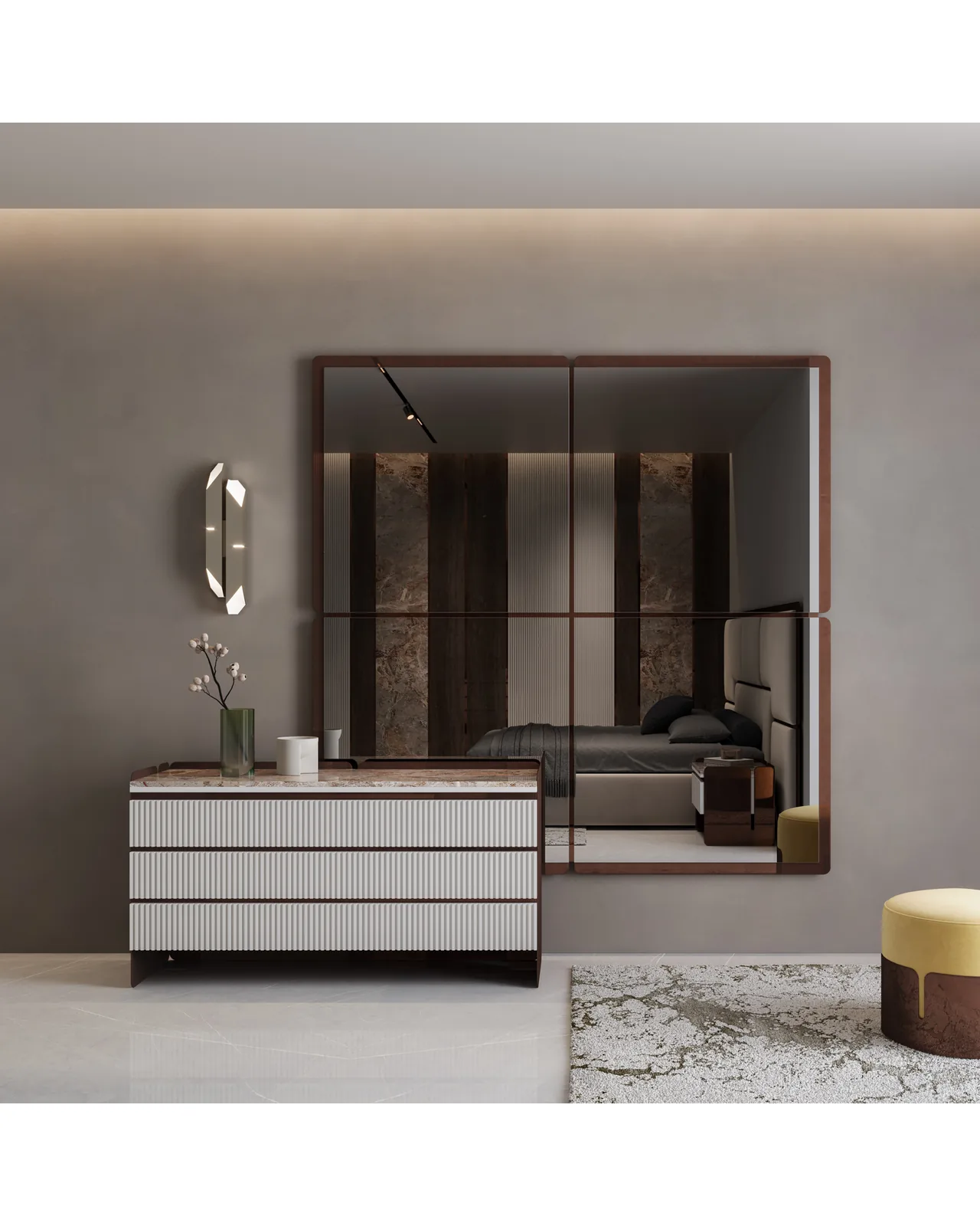 Morganite Dresser by Epoque, in a bedroom setting, photo 1 of 2, Nobili Design catalog