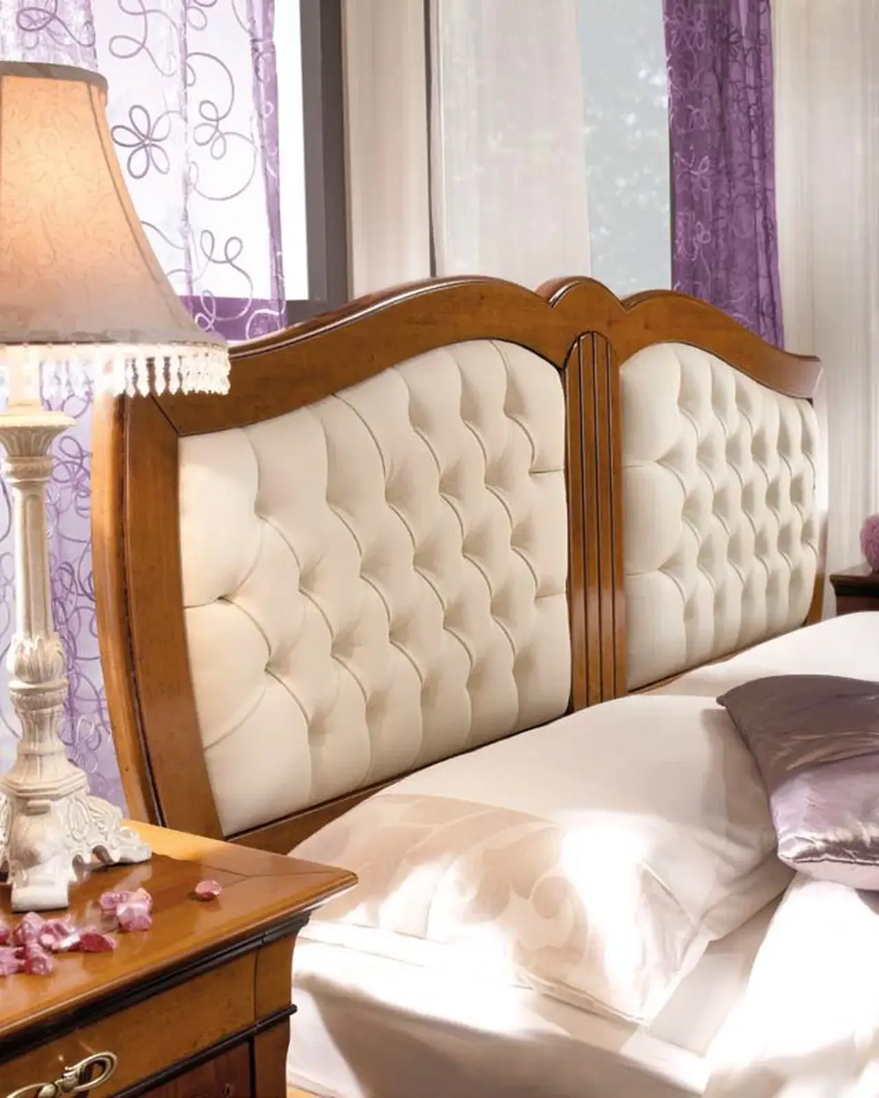 New Deco Bed with Leather Headboard – Francesco Pasi New Decò, in a bedroom setting