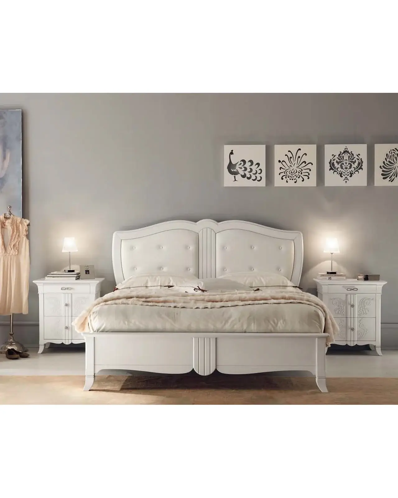 Letto New Deco con testiera in pelle capitonné – Francesco Pasi New Decò, in una camera da letto