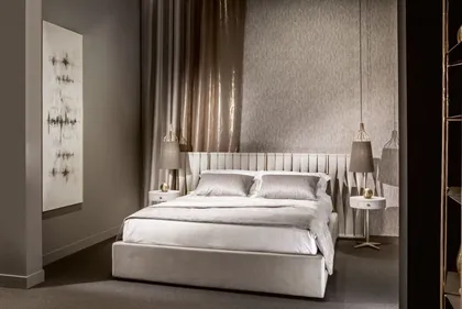Upholstered bed modern bedroom Twist. Dim 242 x 228 x 108 cm 31 h
