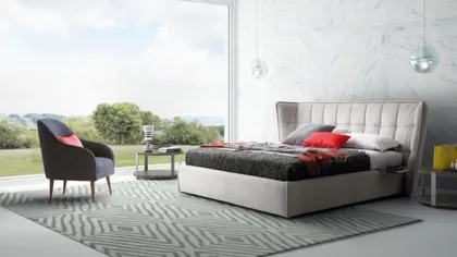 Letto imbottito moderno Aspen, letto italiano moderno