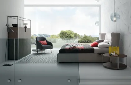 Letto imbottito moderno, collezione Aspen, camere da letto di lusso