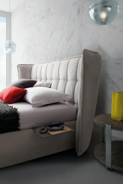 Letto imbottito moderno, collezione Aspen, letto italiano moderno