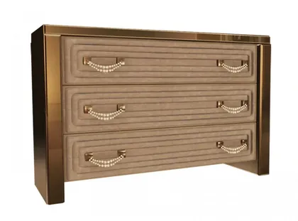 High End Italian Mirrored Suede Drawers Collier