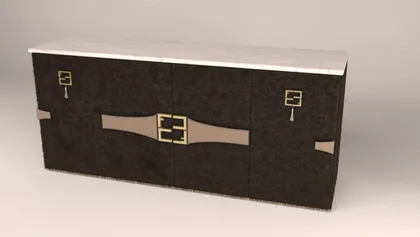Credenza di design Brown Pony con lussuoso piano in marmo di Estremoz, espressione di artigianato e stile di pregio.